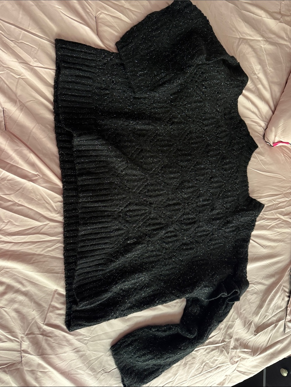 Old Navy Black Sparkle Cable-Knit Sweater